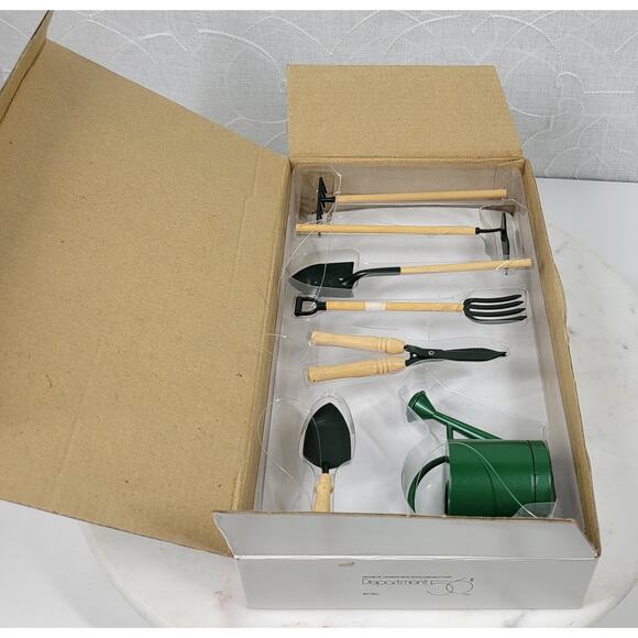 Vtg Department 56 Garden Ornaments Set of 7 Mini Christmas Tree Decor New in Box - Picture 6 of 14